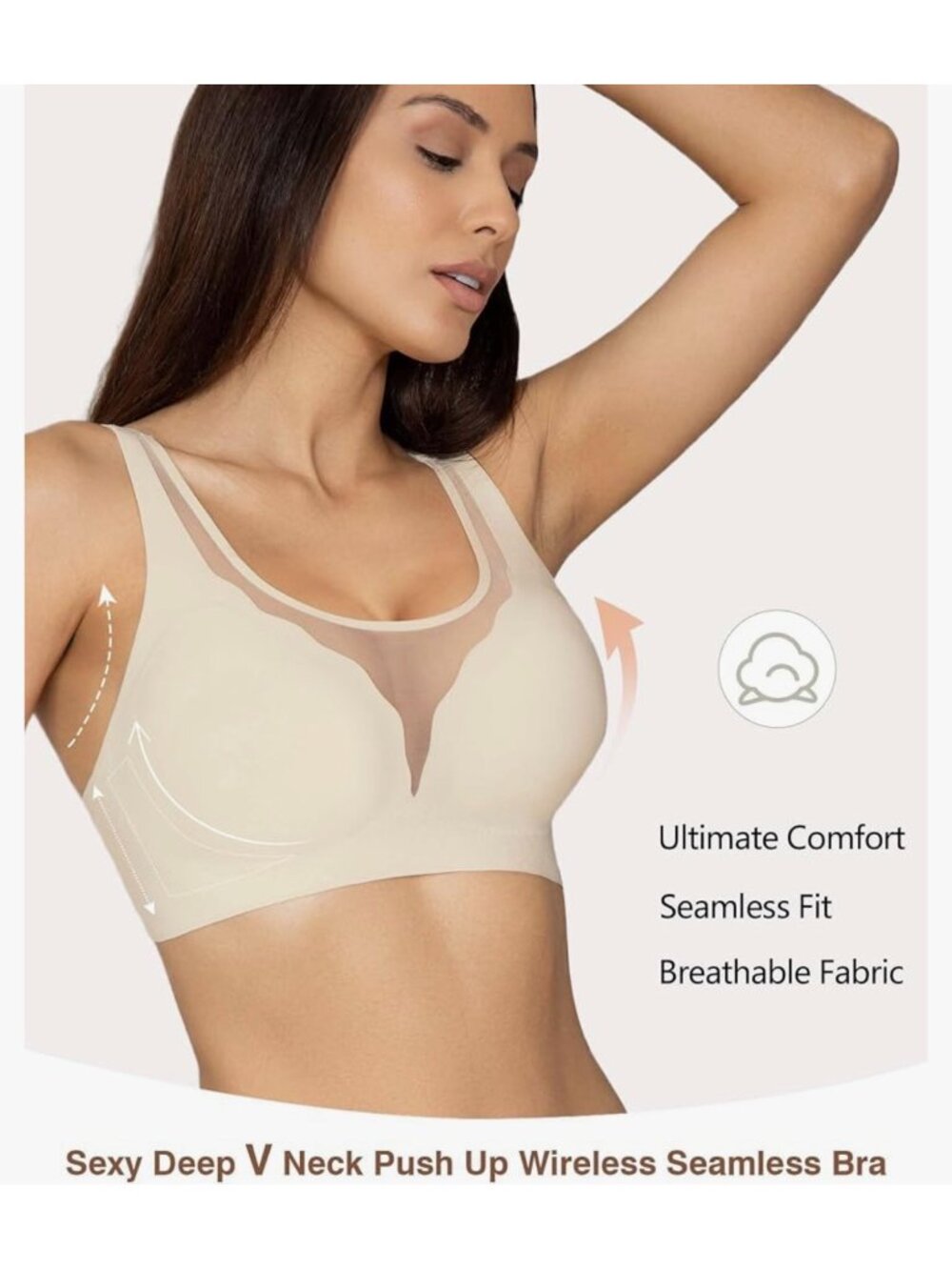 Movinun Wireless Seamless Full-Coverage Comfort Bra Size XL - Picture 4 of 6